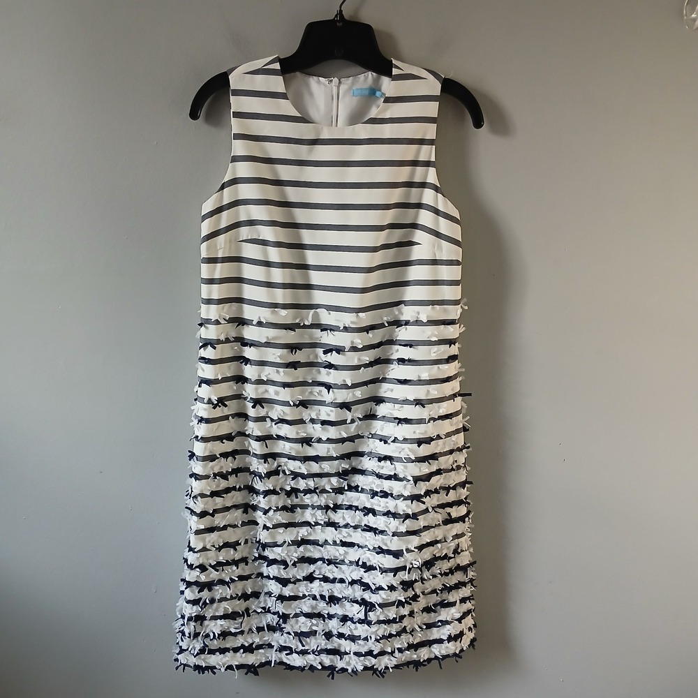 J Mclaughlin Womens Size 2 Jane Shift Dress Striped‎ Sleeveless Bows NWT $238!!!